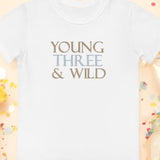 Young THREE & Wild 3rd Birthday T-Shirt Personalised - Cozy Crew Club