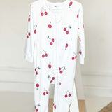 Cherry Bamboo & Organic Cotton Zip Sleepsuit Romper One Piece