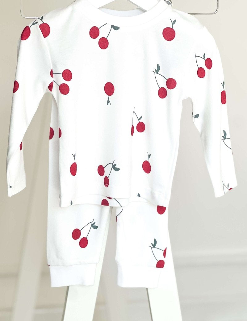 Cherry Bamboo & Organic Cotton Two-Piece Set Long Sleeve Pyjamas - Cozy Crew Club