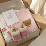 The Cozy Pink Boucle Baby Bear & Strawberry Personalised Gift Box