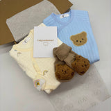 The Cozy Blue Boucle Baby Bear & Blue Rainbow Personalised Gift Box