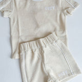 Mini COZY Terry Towelling Tee - Sand Cozy Crew Club Outfit Sets mora-uk.myshopify.com cozy-terry-towelling-tee-sand   5POUND, All Products, BFCM-EXTRA20, BFCM20, CHRISTMAS20, easter50, extradiscount, Holiday Inn, resort club collection, SSSALE2550, terry, TOPS, ultracozy, whatnot, wholesale, wholesale-int, WINTER80