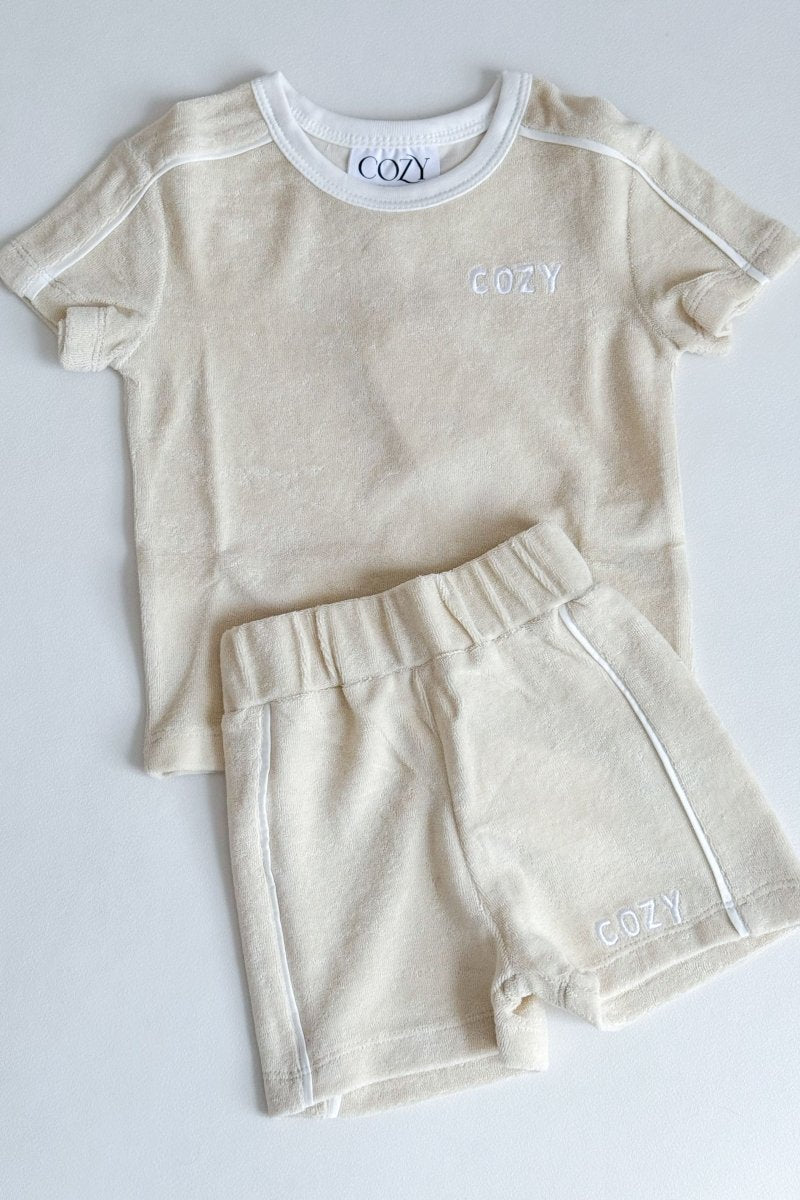 Mini COZY Terry Shorts - Sand Cozy Crew Club Outfit Sets mora-uk.myshopify.com cozy-terry-shorts-sand   5POUND, All Products, BFCM20, BOTTOMS, CHRISTMAS20, easter50, extradiscount, Holiday Inn, resort club collection, shorts, SSSALE2550, ultracozy, whatnot, wholesale, wholesale-int, WINTER80