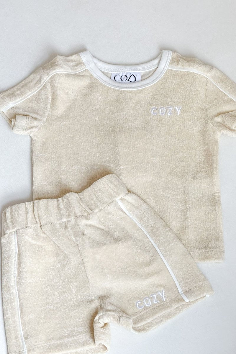 Mini COZY Terry Shorts - Sand Cozy Crew Club Outfit Sets mora-uk.myshopify.com cozy-terry-shorts-sand   5POUND, All Products, BFCM20, BOTTOMS, CHRISTMAS20, easter50, extradiscount, Holiday Inn, resort club collection, shorts, SSSALE2550, ultracozy, whatnot, wholesale, wholesale-int, WINTER80
