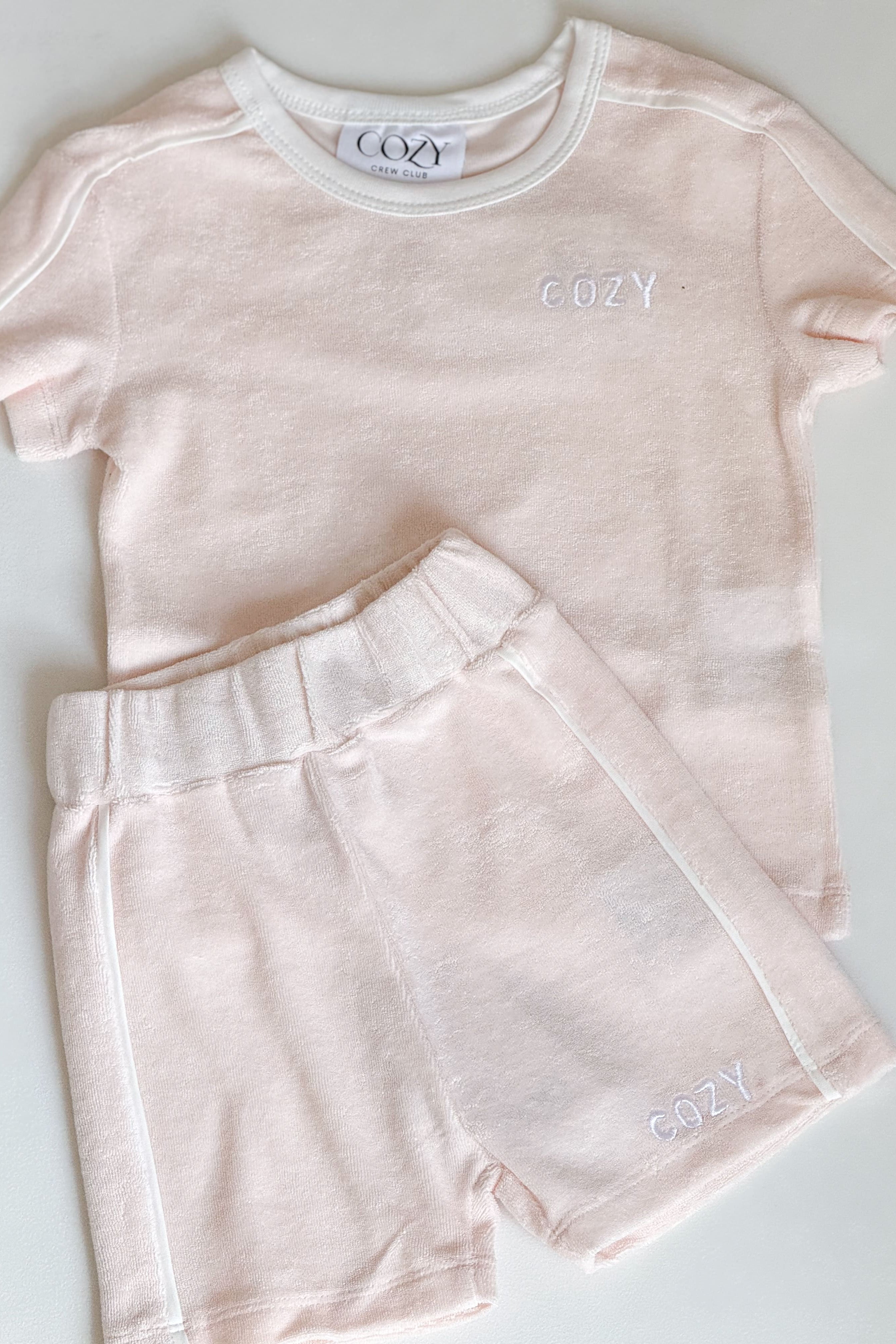 Mini COZY Terry Towelling Tee - Pink Cozy Crew Club Outfit Sets mora-uk.myshopify.com terry-toweling-tshirt-mustard   5POUND, All Products, BFCM-60, BFCM20, CHRISTMAS20, easter50, Holiday Inn, resort club collection, SSSALE2550, terry, TOPS, ultracozy, whatnot, wholesale, wholesale-int, WINTER80