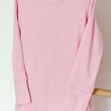 Pink Ribbed Bamboo Two-Piece Set Long Sleeve Pyjamas