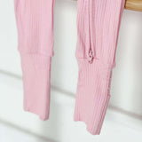 Pink Ribbed Bamboo Zip Sleepsuit Romper One Piece
