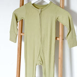 Green Ribbed Bamboo Zip Sleepsuit Romper One Piece