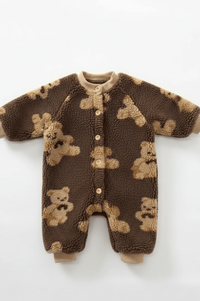 Fleece-Strampler mit Bärenmotiv