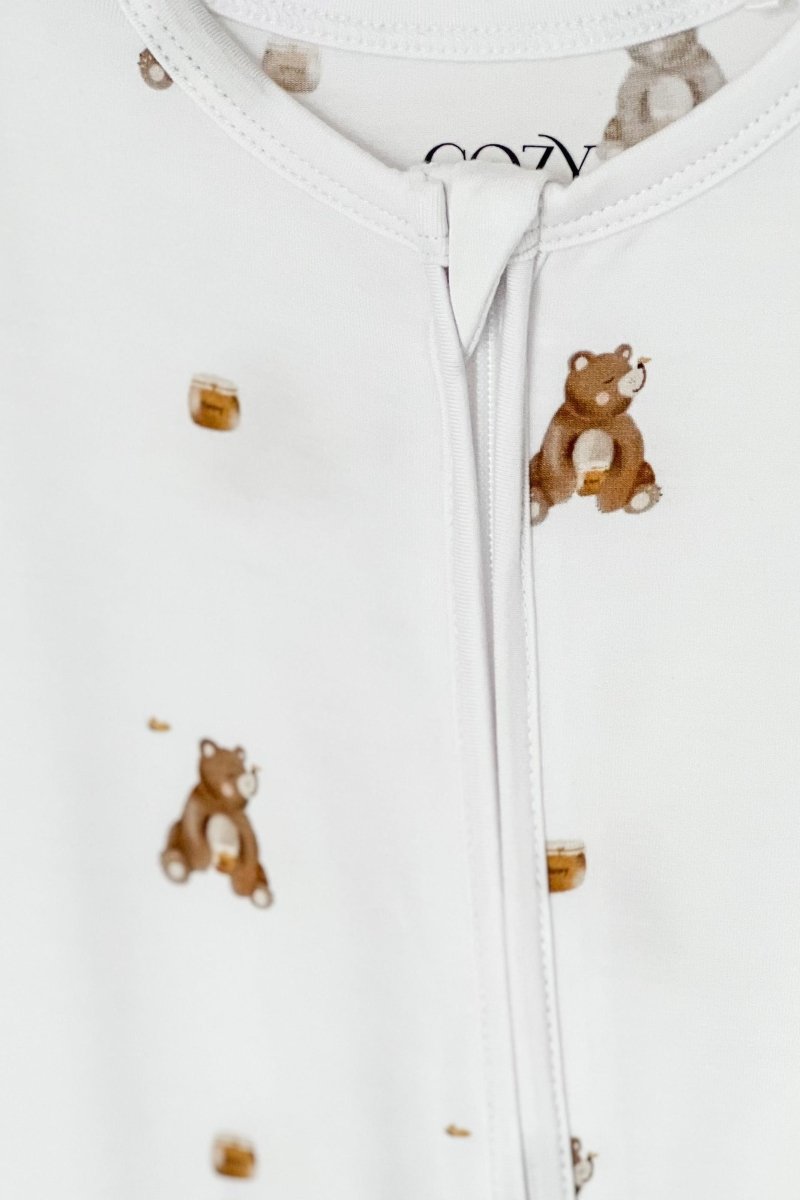 Bear Cotton Zip Sleepsuit One Piece - Cozy Crew Club