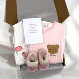 The Cozy Pink Boucle Baby Bear & Strawberry Personalised Gift Box