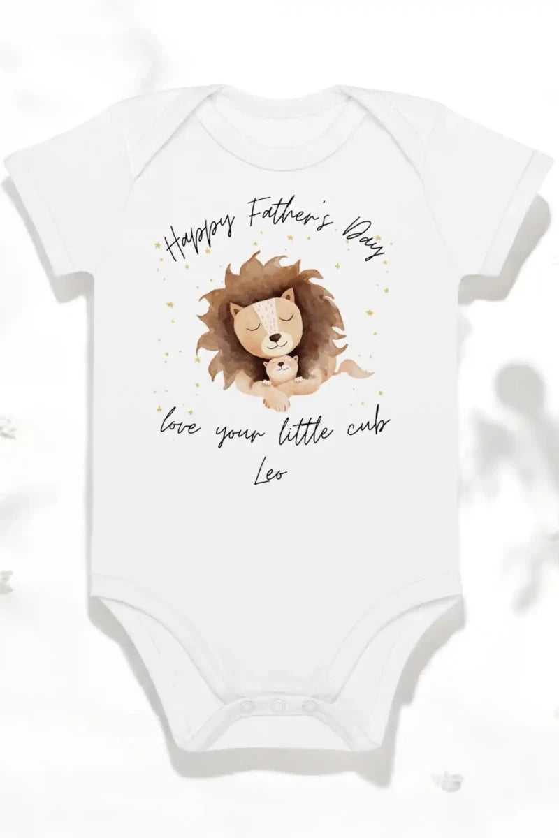 Happy Father's Day (Personalised Lion Bodysuit) - Cozy Crew Club