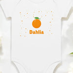 Orange Personalised Bodysuit in White - Cozy Crew Club
