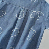 Summer Baby Embroidered Bear Denim Shorts Two-Piece Set