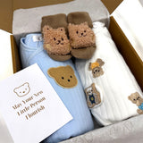 The Cozy Blue Boucle Baby Bear & Charming Bear Personalised Gift Box
