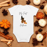 My First Halloween Pumpkin Witchy Bear Bodysuit