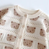 COZY Tonal Bear Cardigan Creme