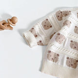 COZY Tonal Bear Cardigan Creme