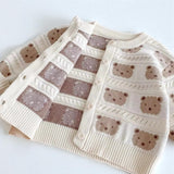 COZY Tonal Bear Cardigan Creme