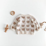 COZY Tonal Bear Cardigan Creme