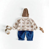 COZY Tonal Bear Cardigan Creme