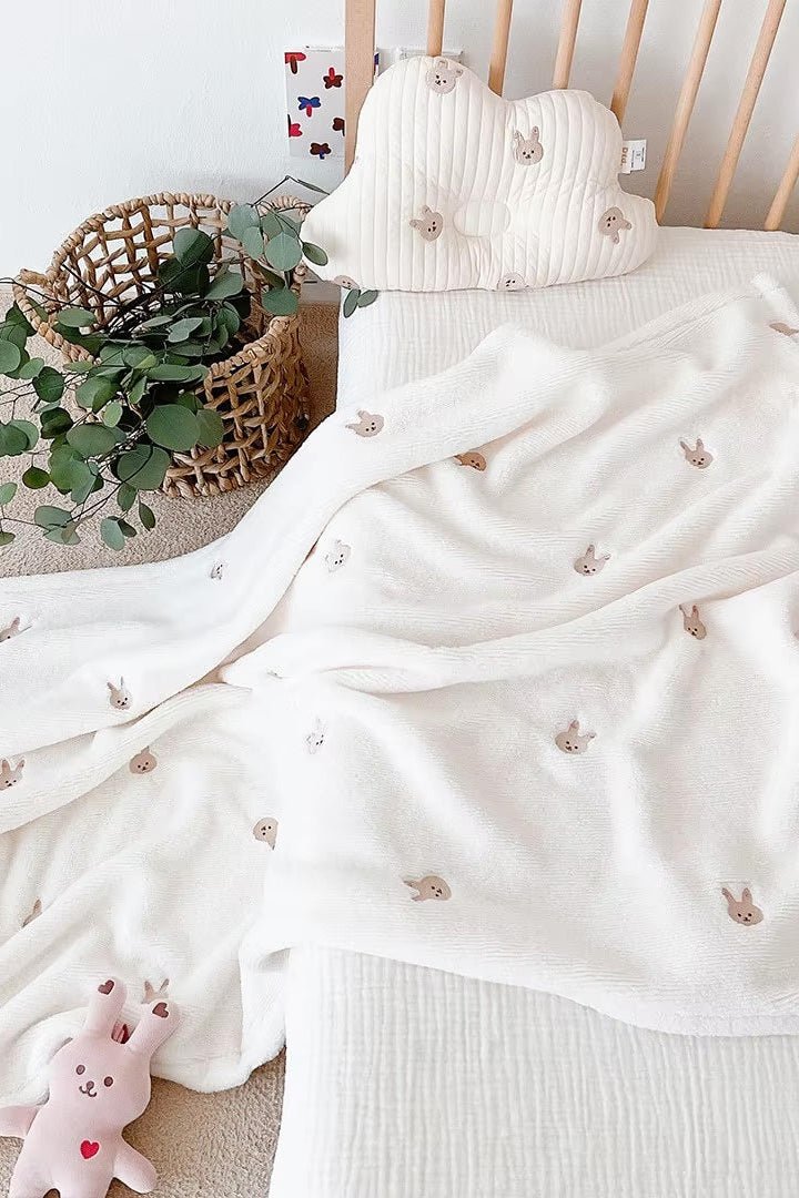 COZY Ultimate Personalised Microfibre Soft Baby Blanket l Bear & Bunny - Cozy Crew Club