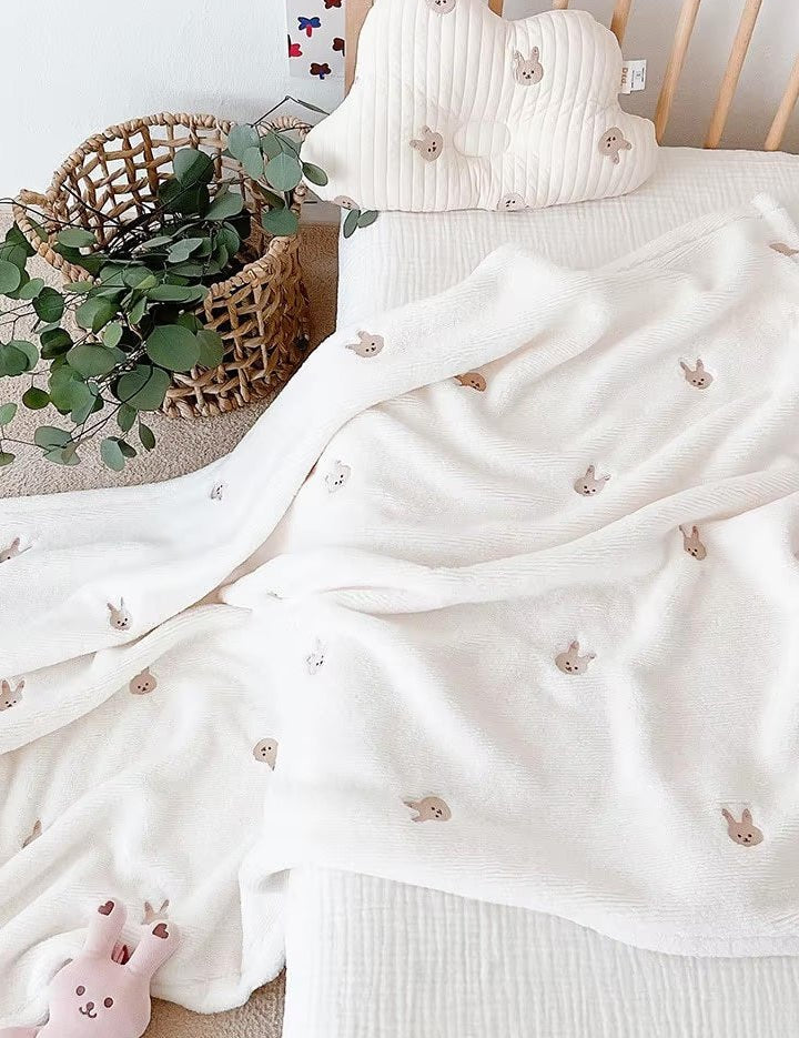 COZY Ultimate Personalised Microfibre Soft Baby Blanket l Bear & Bunny - Cozy Crew Club