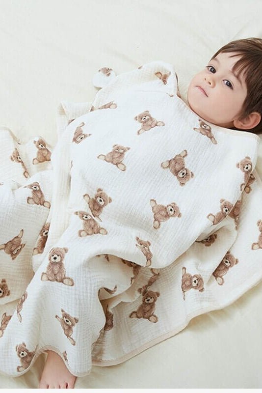 Baby Bear Hooded Bath Towel Receiving Blanket - Cozy Crew Club