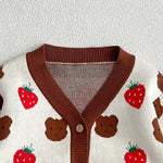 COZY Bear & Strawberry Cardigan - Cozy Crew Club