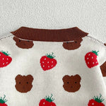 COZY Bear & Strawberry Cardigan - Cozy Crew Club