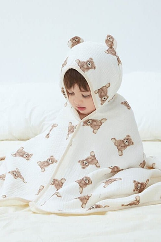 Baby Bear Hooded Bath Towel Receiving Blanket - Cozy Crew Club