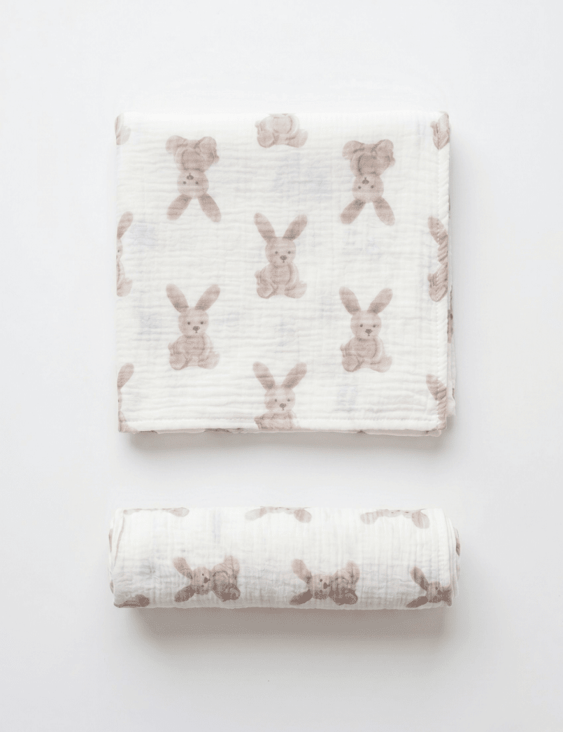 The Bunny Muslin Blanket Swaddle - Cozy Crew Club