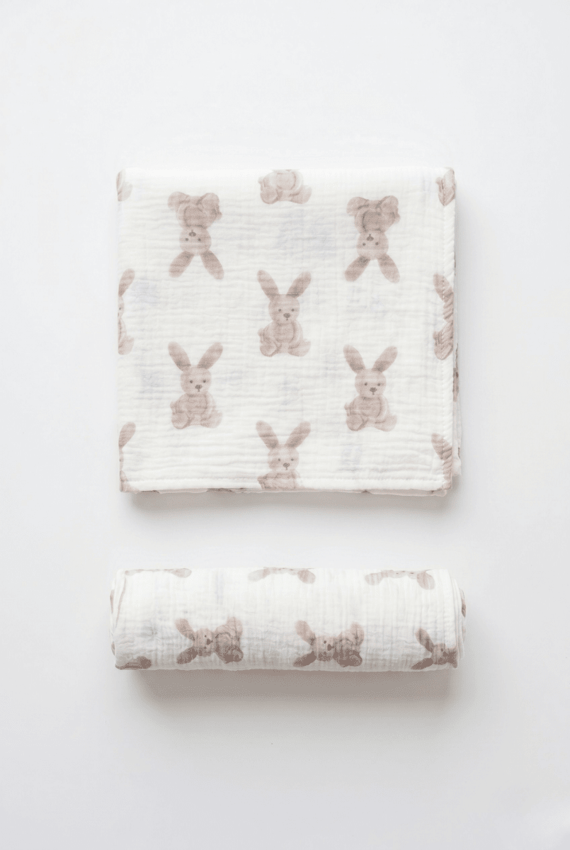 The Bunny Muslin Blanket Swaddle - Cozy Crew Club