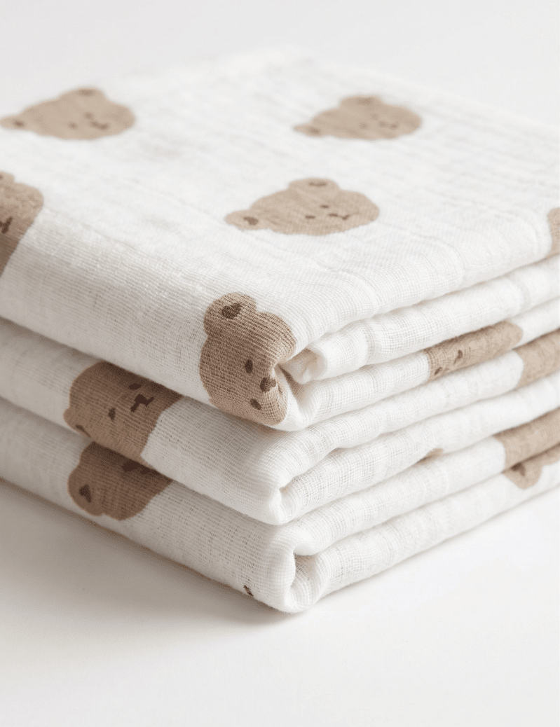 The Happy Bear Muslin Blanket Swaddle - Cozy Crew Club