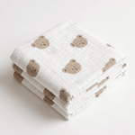 The Happy Bear Muslin Blanket Swaddle - Cozy Crew Club