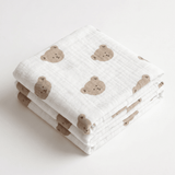 The Happy Bear Muslin Blanket Swaddle - Cozy Crew Club