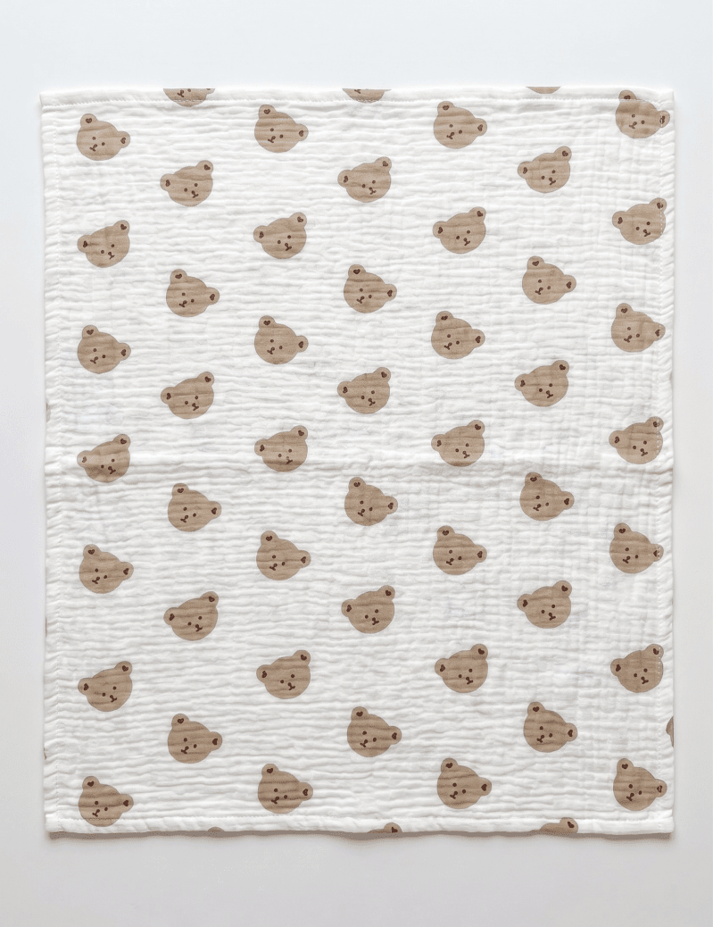 The Happy Bear Muslin Blanket Swaddle - Cozy Crew Club