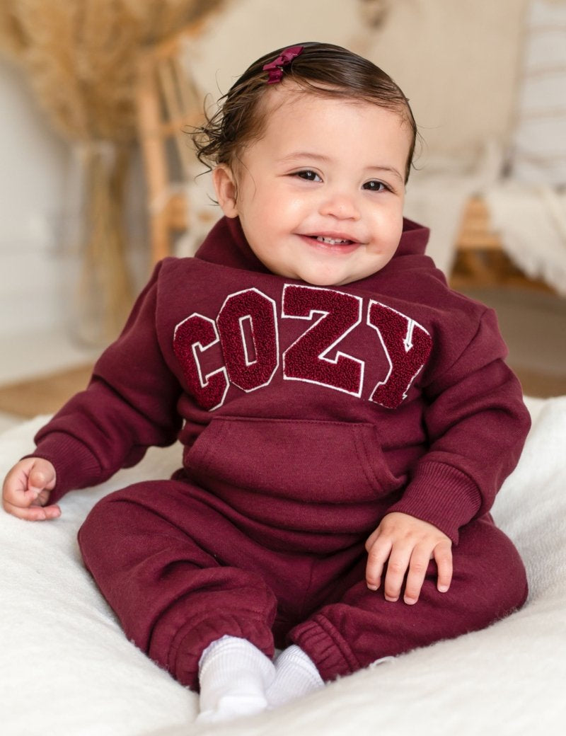 COZY Mini Tracksuit Burghundy Set - Cozy Crew Club