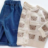 COZY Tonal Bear Cardigan Creme