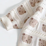 COZY Tonal Bear Cardigan Creme