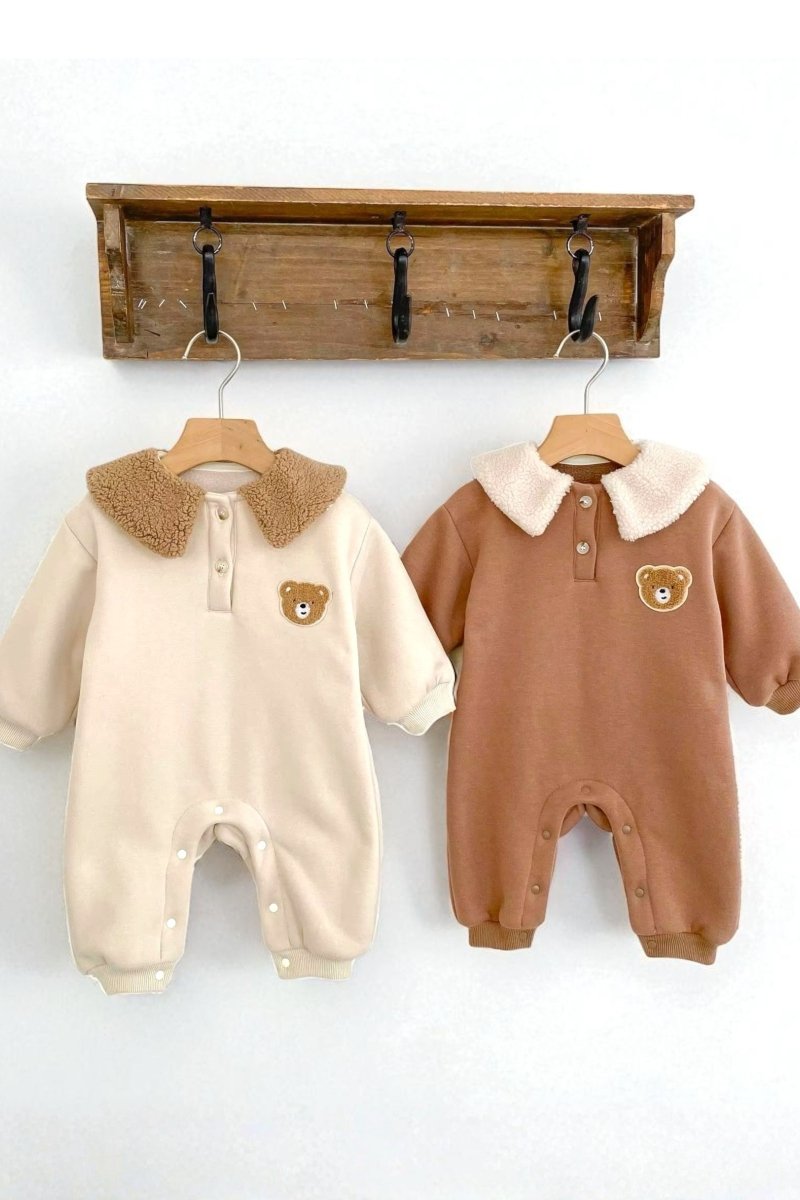 Winter Fur Bear Hooded Pramsuit