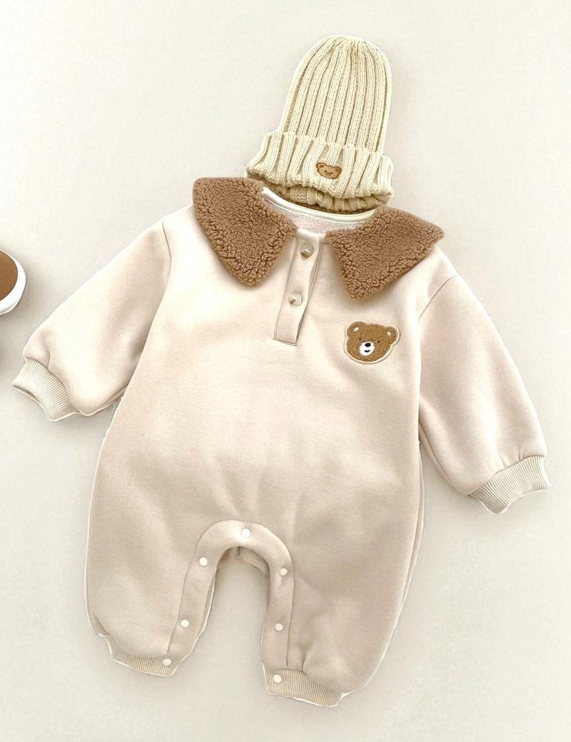 The Winter Fur Bear Hooded Pramsuit - Cozy Crew Club