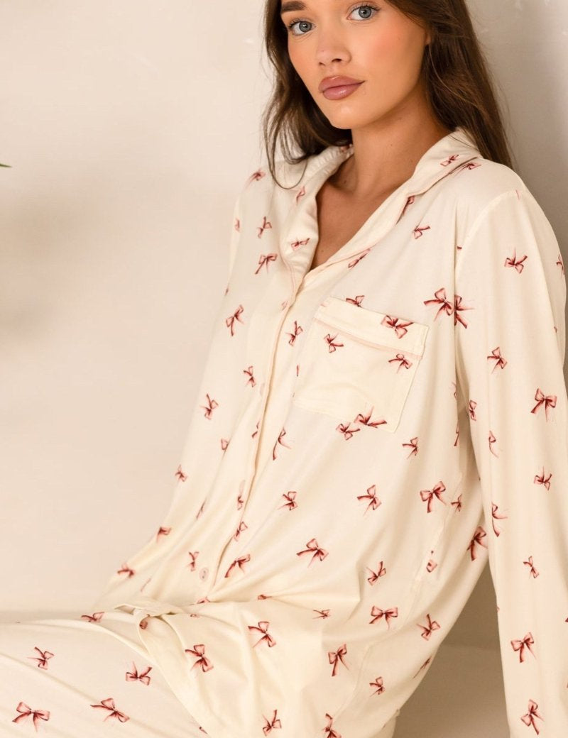 Adult COZY Rosy Ribbon Pyjamas - Cozy Crew Club