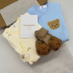 The Cozy Blue Boucle Baby Bear & Blue Rainbow Personalised Gift Box - Cozy Crew Club
