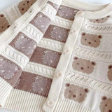 COZY Tonal Bear Cardigan Creme