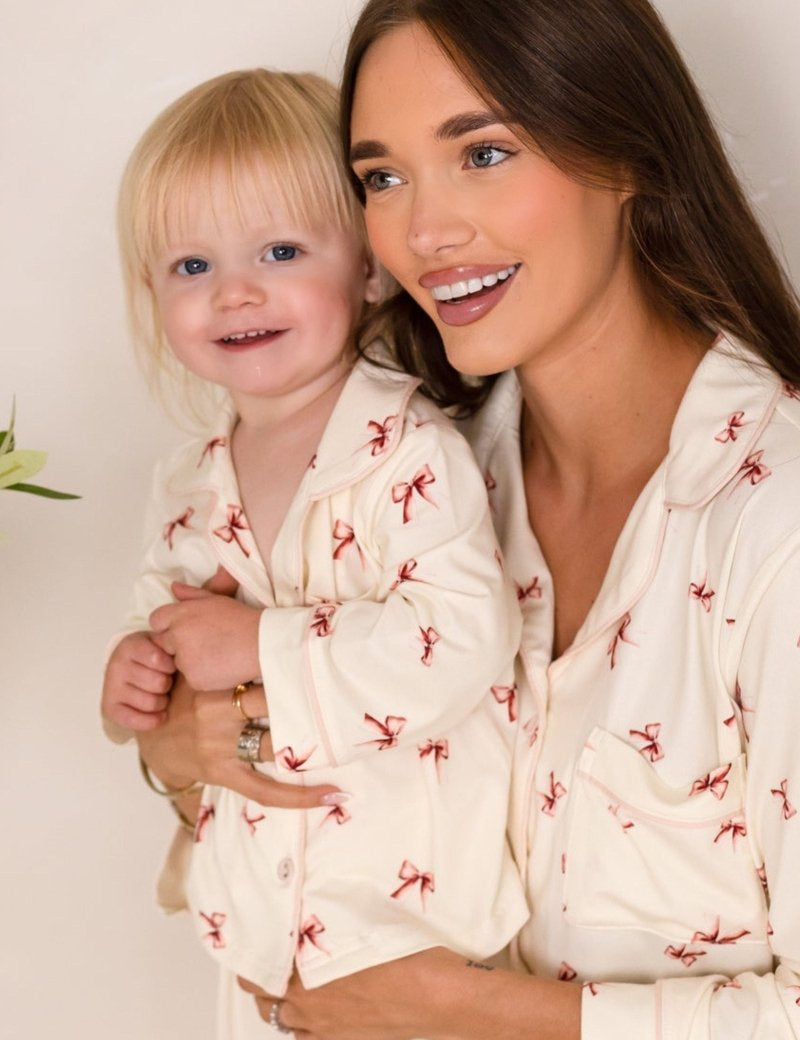 Mini COZY Rosy Ribbon Pyjamas Set - Cozy Crew Club