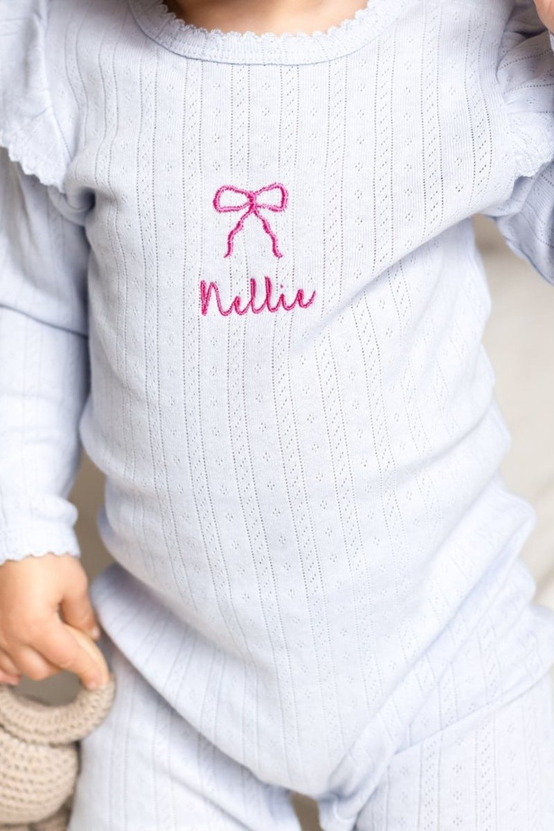 Knitted Bow Frill Romper Personalsied - Cozy Crew Club