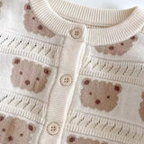 COZY Tonal Bear Cardigan Creme