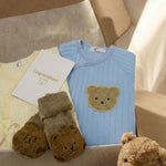 The Cozy Blue Boucle Baby Bear & Blue Rainbow Personalised Gift Box - Cozy Crew Club