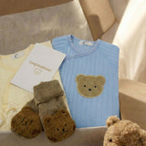 The Cozy Blue Boucle Baby Bear & Blue Rainbow Personalised Gift Box - Cozy Crew Club